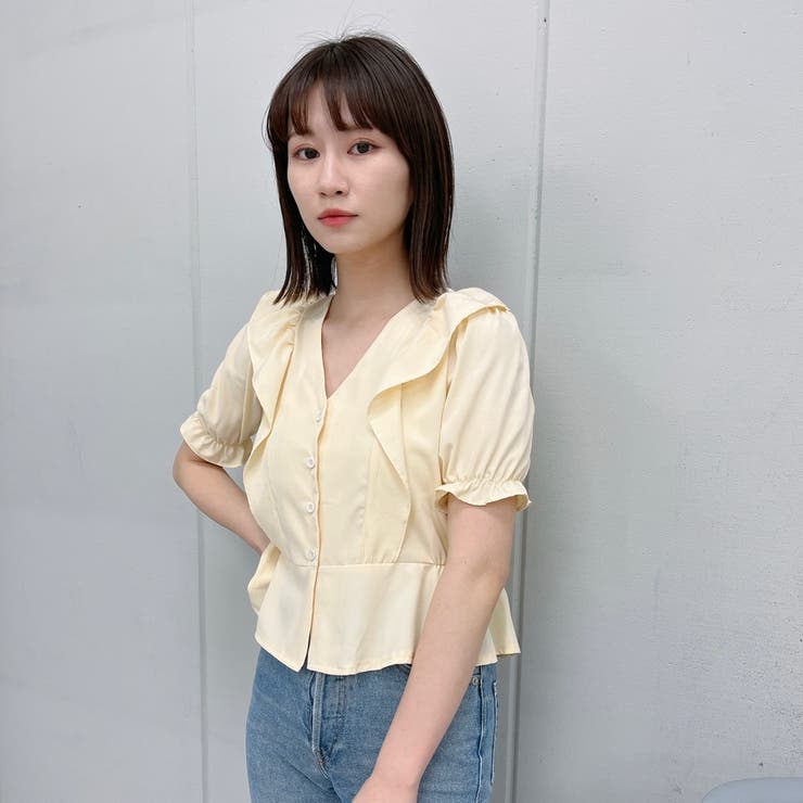 Vネックフリルブラウス | ＆soiree | 詳細画像3 