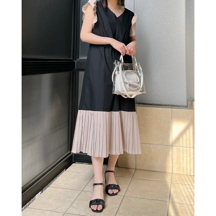 バイカラーワンピース | ＆soiree | 詳細画像4 