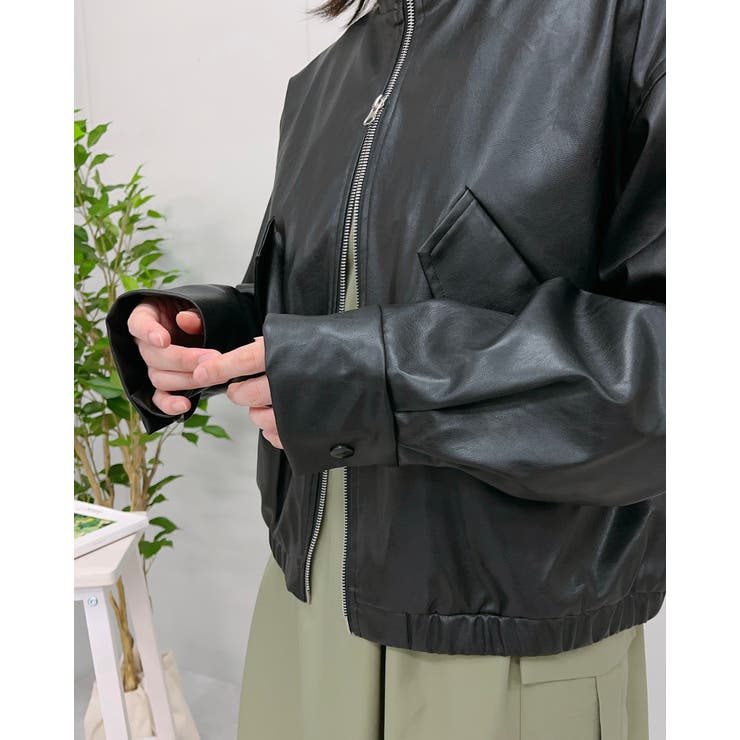 フェイクレザー2wayスタンドカラーブルゾン | ＆soiree | 詳細画像17 