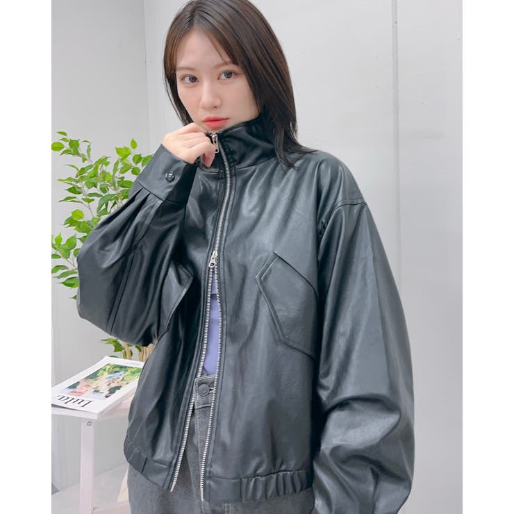 フェイクレザー2wayスタンドカラーブルゾン | ＆soiree | 詳細画像19 