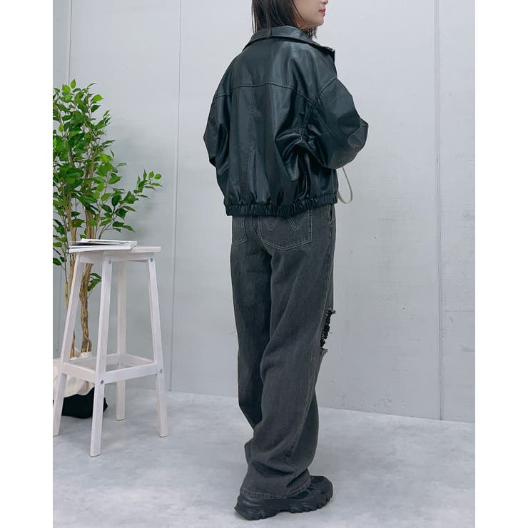 フェイクレザー2wayスタンドカラーブルゾン | ＆soiree | 詳細画像25 