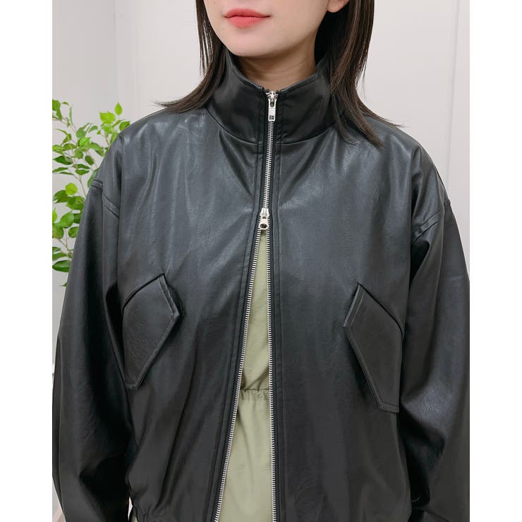 フェイクレザー2wayスタンドカラーブルゾン | ＆soiree | 詳細画像39 