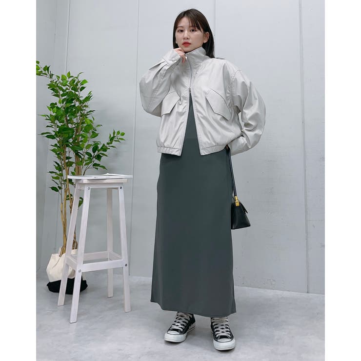 フェイクレザー2wayスタンドカラーブルゾン | ＆soiree | 詳細画像4 