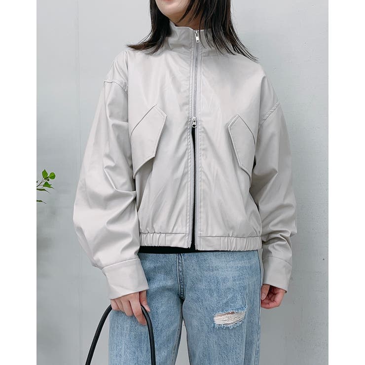 フェイクレザー2wayスタンドカラーブルゾン | ＆soiree | 詳細画像5 