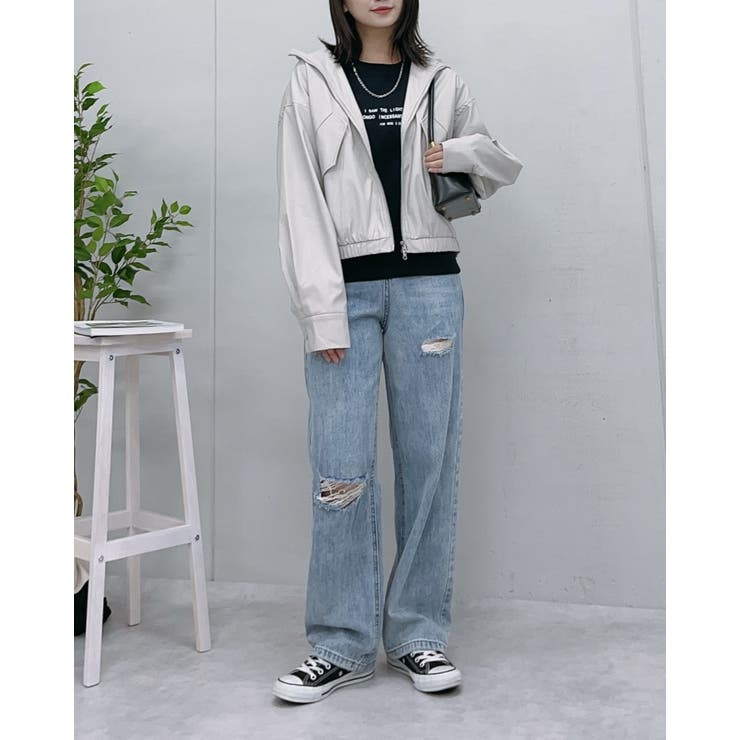 フェイクレザー2wayスタンドカラーブルゾン | ＆soiree | 詳細画像6 