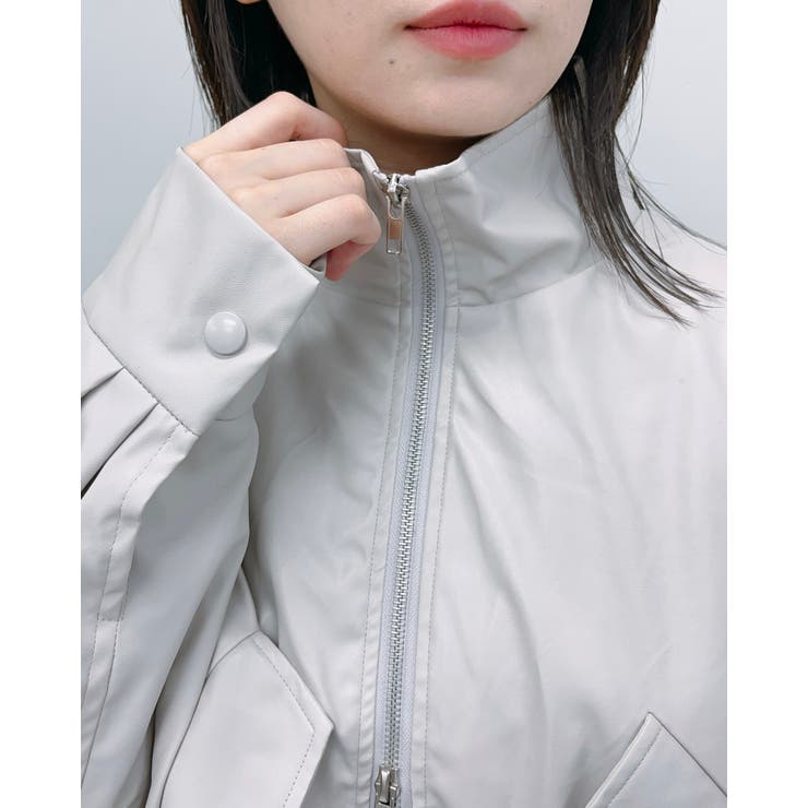 フェイクレザー2wayスタンドカラーブルゾン | ＆soiree | 詳細画像9 