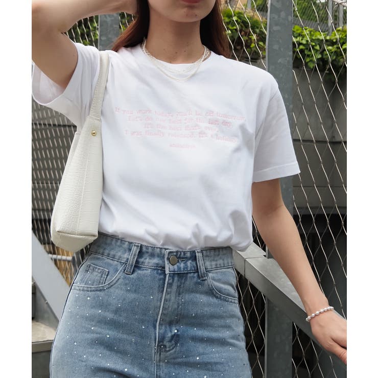 フロント刺繍Tシャツ | ＆soiree | 詳細画像4 