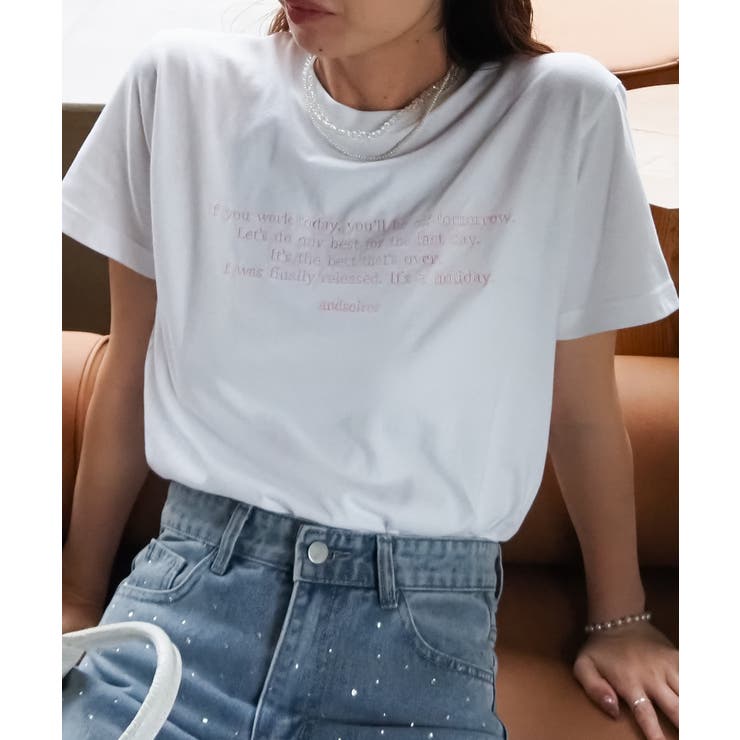 フロント刺繍Tシャツ | ＆soiree | 詳細画像6 