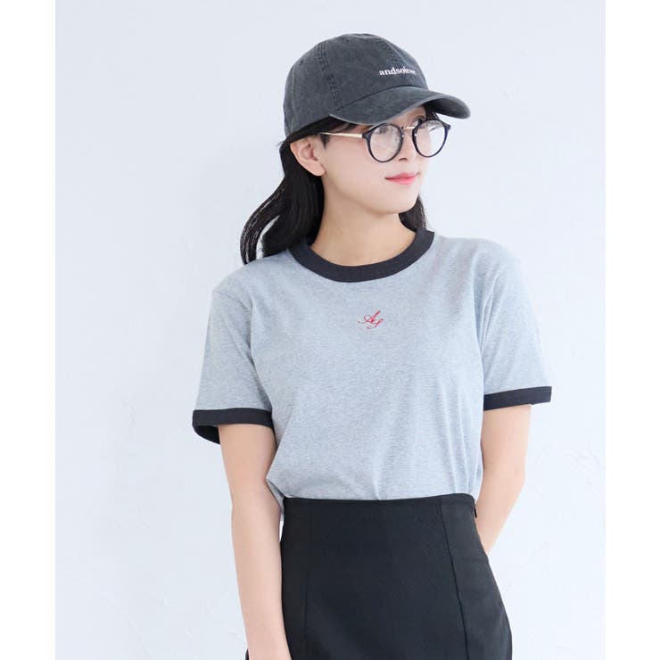 ロゴ刺繍リンガーTシャツ | ＆soiree | 詳細画像3 
