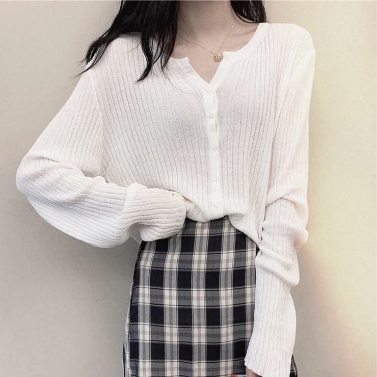 ホワイト | リブニットカーディガン | ＆soiree