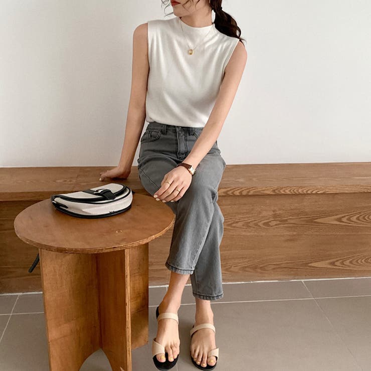 セミハイネック サマーニット ノースリーブトップス | ＆soiree | 詳細画像3 