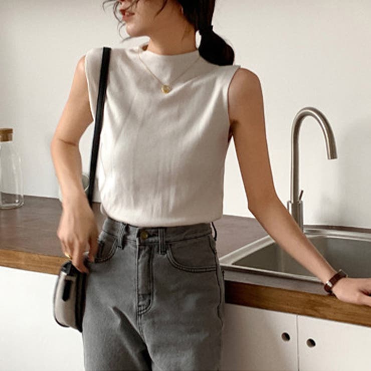 セミハイネック サマーニット ノースリーブトップス | ＆soiree | 詳細画像5 