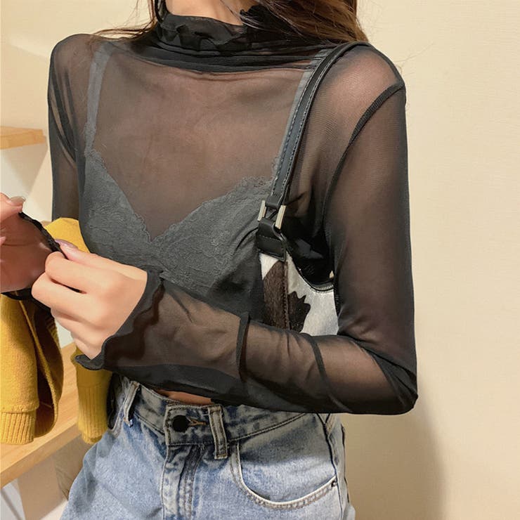 ブラック | ハイネック シアートップス | ＆soiree