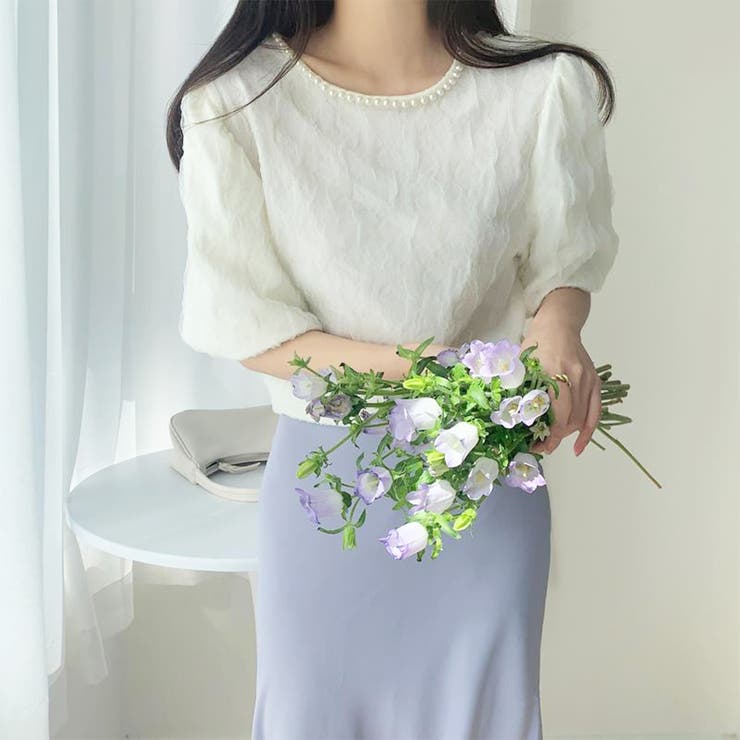 ラウンドネックパールパフスリーブブラウス | ＆soiree | 詳細画像7 