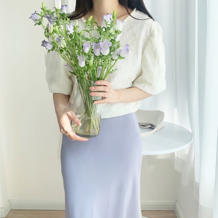 ラウンドネックパールパフスリーブブラウス | ＆soiree | 詳細画像8 