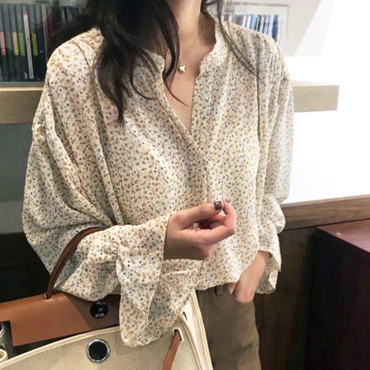 フラワーパターンVカットブラウス | ＆soiree | 詳細画像6 