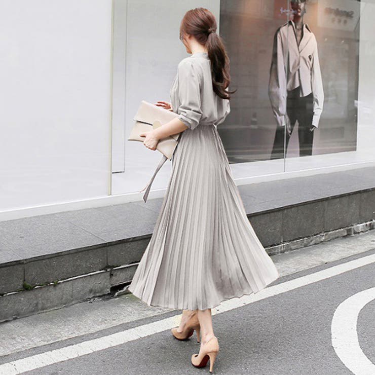 ウエストリボンプリーツワンピース | ＆soiree | 詳細画像4 