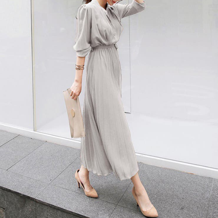 ウエストリボンプリーツワンピース | ＆soiree | 詳細画像5 