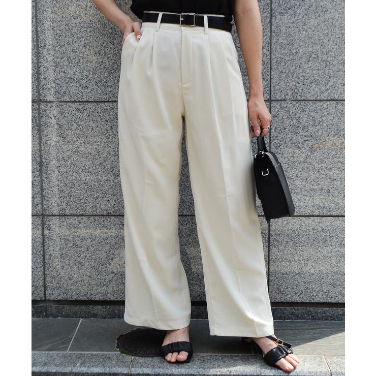 アイボリー | タックデザインワイドパンツ | ＆soiree