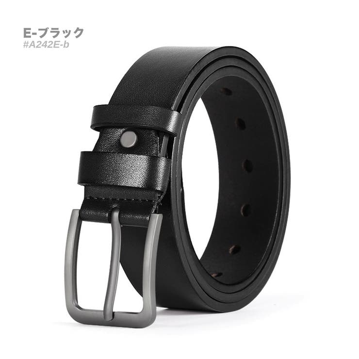 E-ブラック | レザー カジュアル ベルト メンズ 本革 シンプル ビジネス 紳士 #A242 | RAiseNsE 