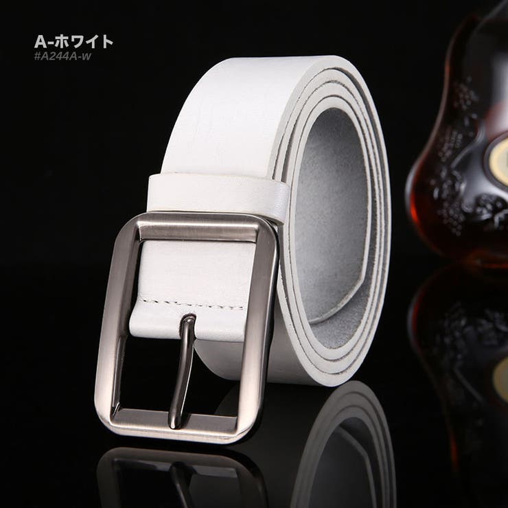 A-ホワイト | レザー カジュアル ベルト メンズ 本革 シンプル ビジネス 紳士 #A244 | RAiseNsE 