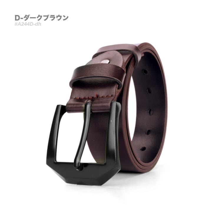 D-ダークブラウン | レザー カジュアル ベルト メンズ 本革 シンプル ビジネス 紳士 #A244 | RAiseNsE 