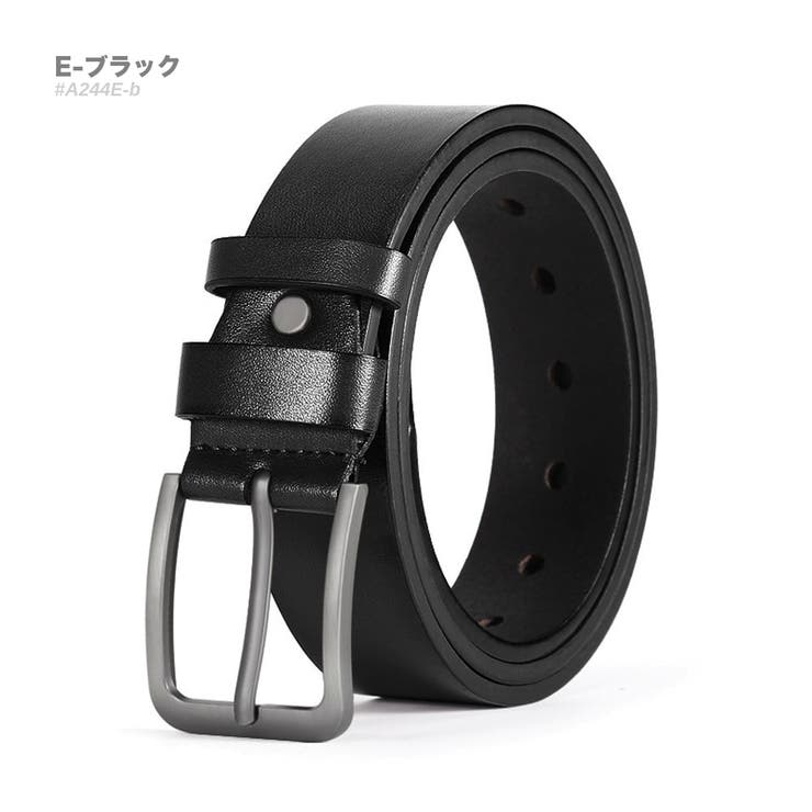 E-ブラック | レザー カジュアル ベルト メンズ 本革 シンプル ビジネス 紳士 #A244 | RAiseNsE 