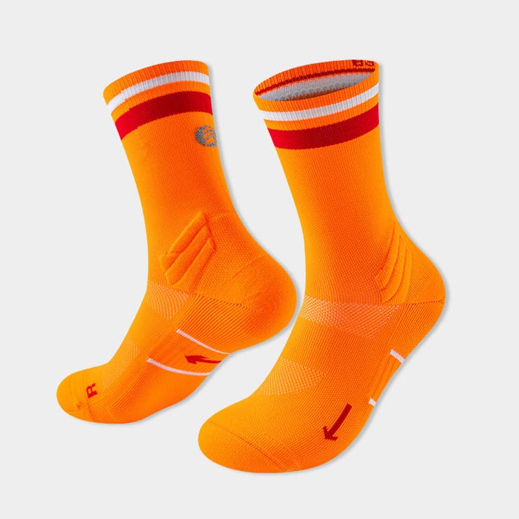 B-オレンジ | 厚手 スポーツ クルーソックス | RAiseNsE 