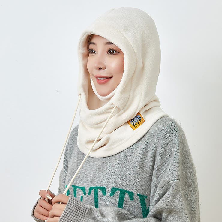 ホワイトベージュ | 裏起毛 フードウォーマー スノボ帽子 | RAiseNsE