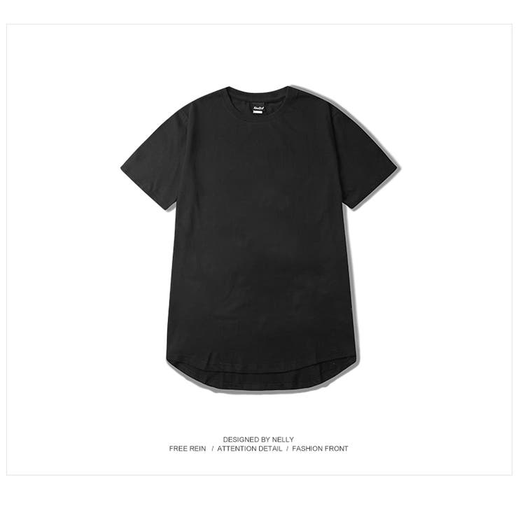 ブラック | ロング丈 ラウンドカット 半袖Tシャツ | RAiseNsE 