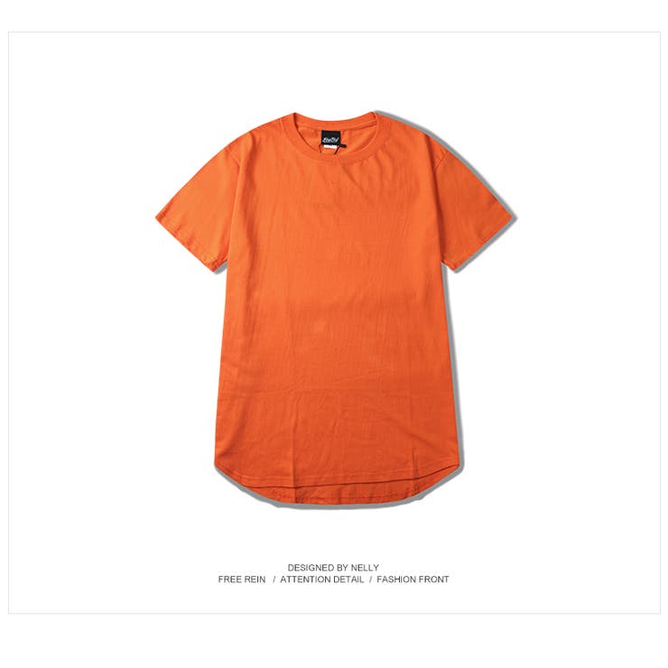 オレンジ | ロング丈 ラウンドカット 半袖Tシャツ | RAiseNsE 