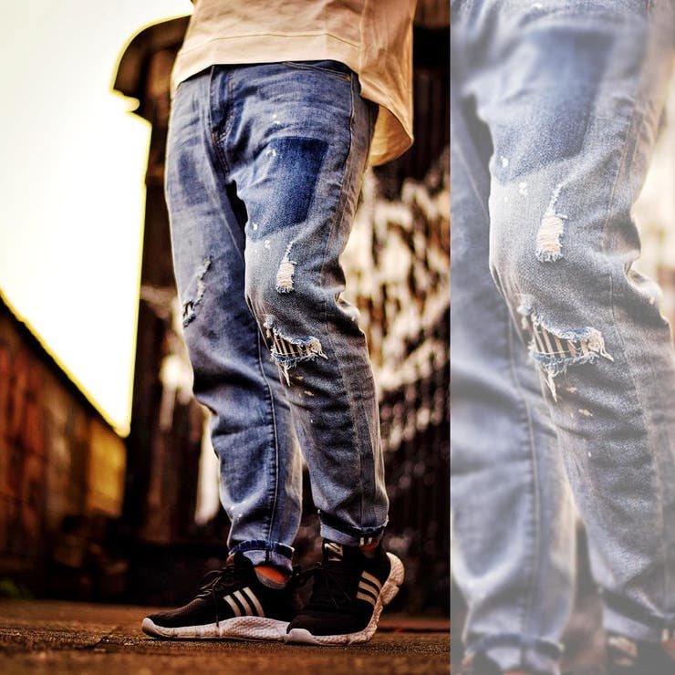RYE CHASIN(ライチェイシン) - Wash Aged Big Damage Jeans