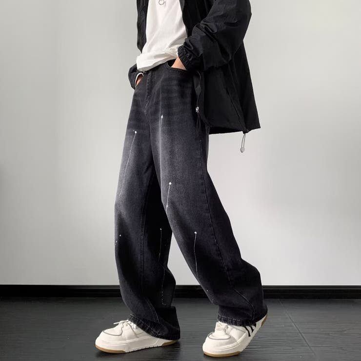 Pence ペンス イタリア製 リンネ デニム パンツ 50/L ワイド デニムパンツ ペイント[品番：RSCM0008420]｜RAiseNsE