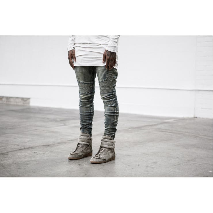 バイカーデニム メンズ ダメージ | RAiseNsE  | 詳細画像4 