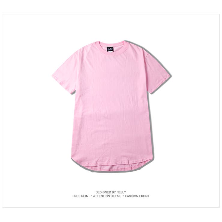 ピンク | ロング丈 ラウンドカット 半袖Tシャツ | RAiseNsE 