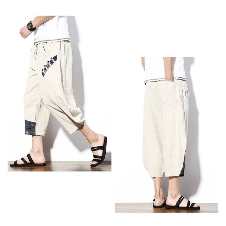 綿麻 クロップドパンツ リネンパンツ[品番：RSCM0008355]｜RAiseNsE