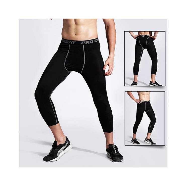 SKINS ブラック コンプレッションレギンス L K＋WORKS 遮熱ナイロン コンプレッション レギンス ブラック