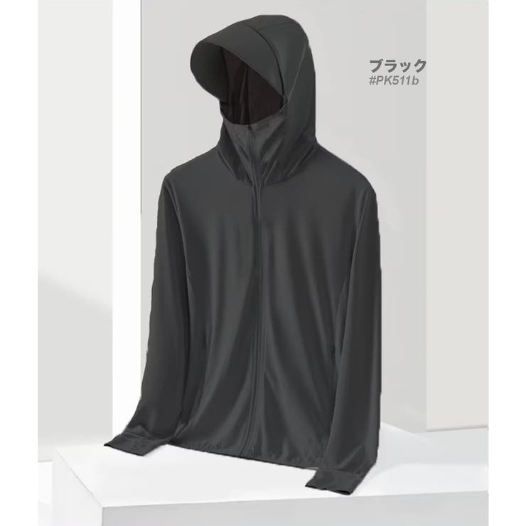ブラック | 軽量 UVカットパーカー 帽子付き | RAiseNsE 