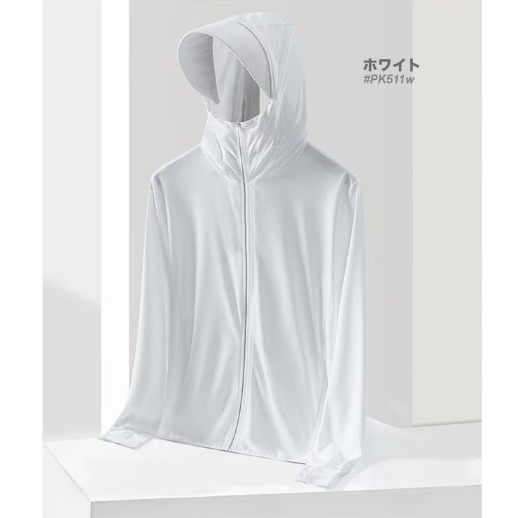 ホワイト | 軽量 UVカットパーカー 帽子付き | RAiseNsE 