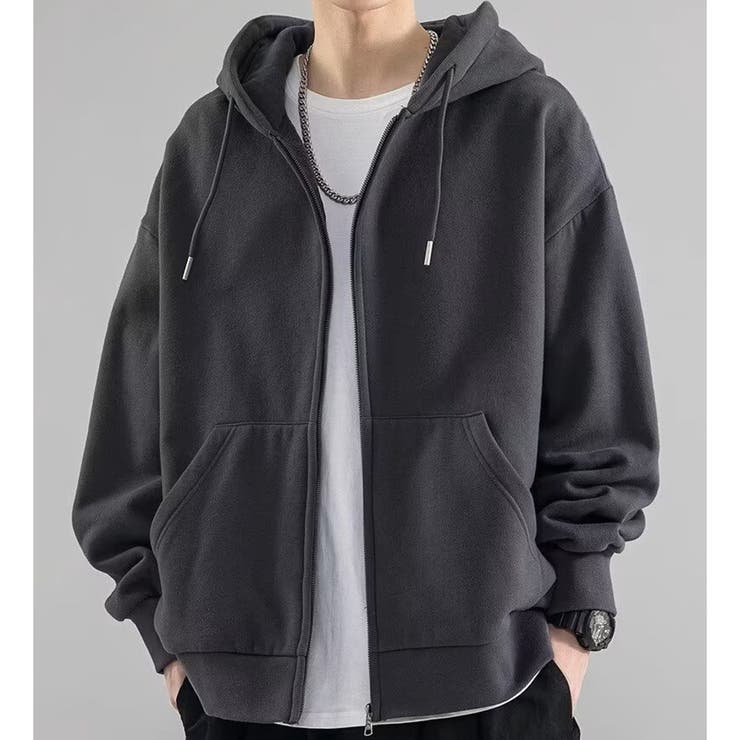 ダークグレー | 裏起毛 ジップパーカー メンズ | RAiseNsE 