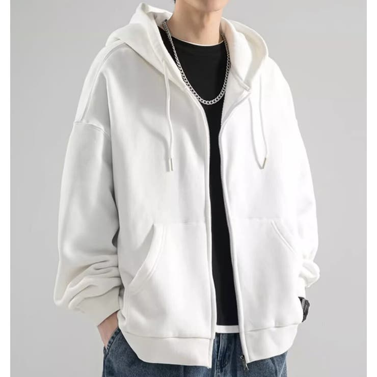 ホワイト | 裏起毛 ジップパーカー メンズ | RAiseNsE 