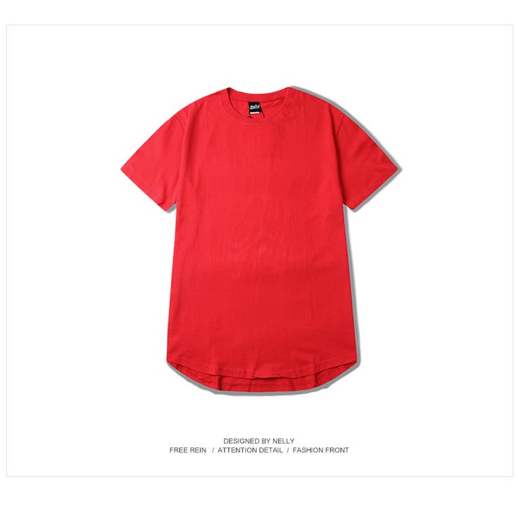 レッド | ロング丈 ラウンドカット 半袖Tシャツ | RAiseNsE 