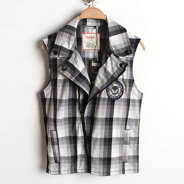 White（ホワイト） | 数量限定 チェックベスト ワッペン付 | RAiseNsE 