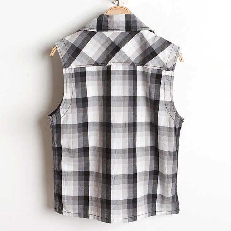 ノースリーブ チェックベスト メンズ トップス シャツ カジュアル #T177 | RAiseNsE  | 詳細画像17 
