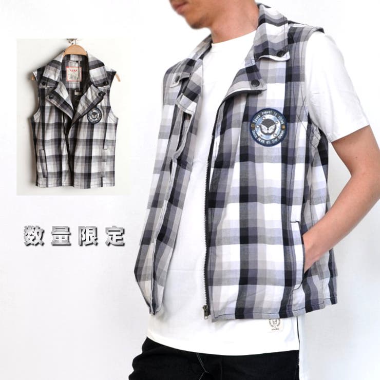 数量限定 チェックベスト ワッペン付 | RAiseNsE  | 詳細画像1 