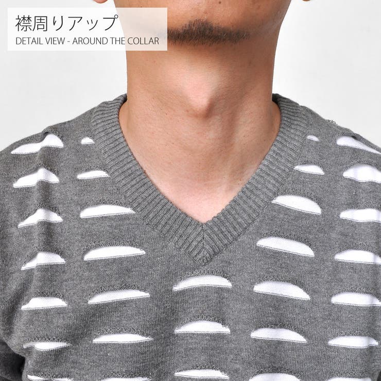 カットライン Vネック ニット | RAiseNsE  | 詳細画像17 