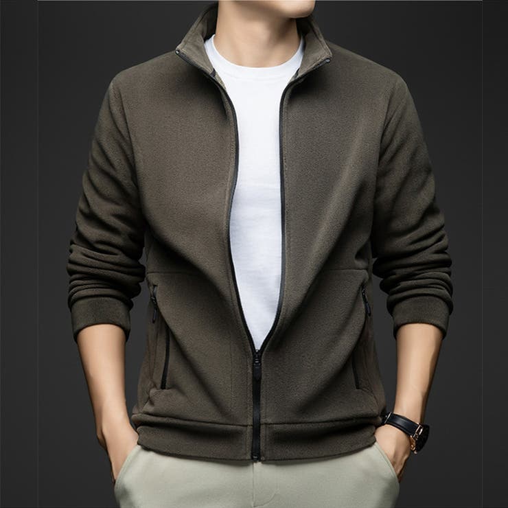 B-カーキ | 両面フリース 極暖 トップス | RAiseNsE 