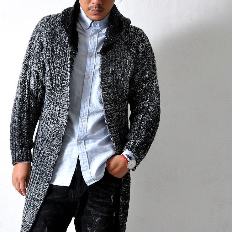 バイカラー ロング丈ニットカーディガン コーディガン | RAiseNsE  | 詳細画像4 