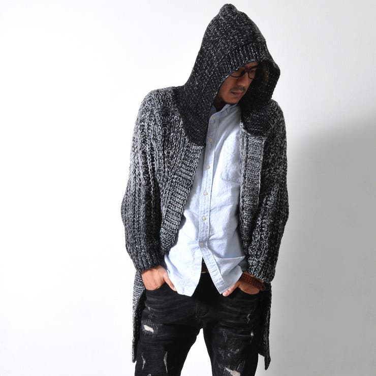 バイカラー ロング丈ニットカーディガン コーディガン | RAiseNsE  | 詳細画像13 