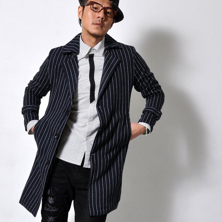 ストライプ チェスターコート メンズ トップス アウター 春 春服